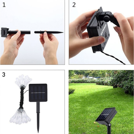 Instalatie Craciun, Tip Picaturi de apa, 20 Led-uri, 5 metri, Alb cald, Energie solara, Senzor de lumina, Flippy [5]