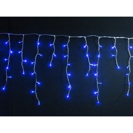 Instalatie Craciun Yoto, Tip Franjuri/Turturi, 7 m, 200 LED-uri, Prelungitor 1.5 m, 8 Jocuri de Lumini, Interconectabila, Conectare la Retea, Fir transparent, Interior/Exterior, Albastru [6]