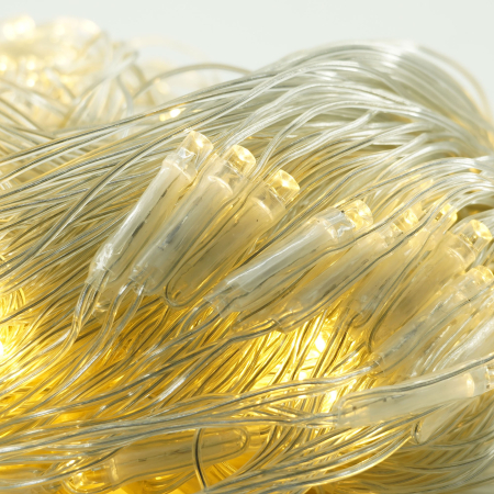 Instalatie Craciun Yoto, Tip Plasa, 2 m x 2 m, 160 LED-uri, Prelungitor 1.5 m, 8 Jocuri de Lumini, Interconectabila, Fir transparent, Interior/Exterior, Alb Cald [5]