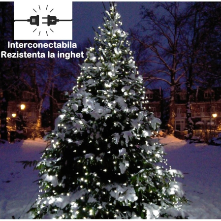 Instalatie Craciun Yoto, Tip Plasa, 2 m x 2 m, 160 LED-uri, Prelungitor 1.5 m, 8 Jocuri de Lumini, Interconectabila, Fir transparent, Interior/Exterior, Alb Rece [3]