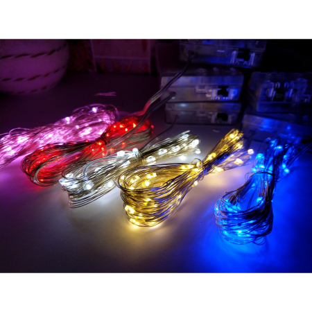 Instalatie de Craciun cu Baterii Fir Cupru Tip Sir 5 m 50 LED -uri Roz [3]
