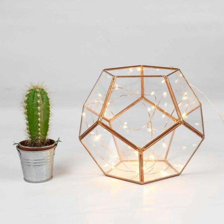 Craciun - Instalatie de Craciun cu Baterii Tip Liniar, 2 jocuri de lumini, Fir Cupru 10 m 100 LED -uri, Alb Cald