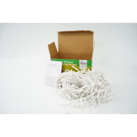 Turturi / Franjuri - Instalatie de Craciun Flippy® Tip Franjuri cu Flash, Sectiune 5 m, 143 LED-uri, Interconectabila, Fir Alb, Alb Cald