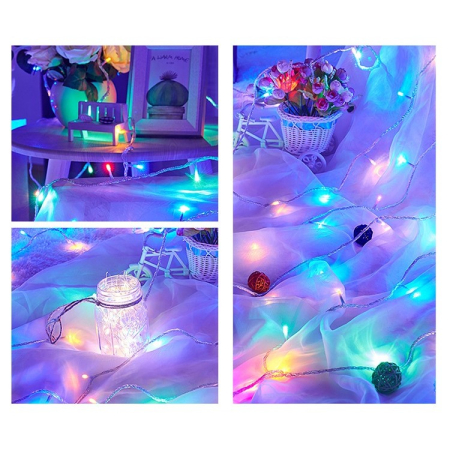 Instalatie de Craciun, Flippy®, Tip Perdea, cu Baterii, 8 Jocuri de Lumini, Muzica, cu Telecomanda, 2 x 2 m, 200 Led-uri, Multicolor [4]