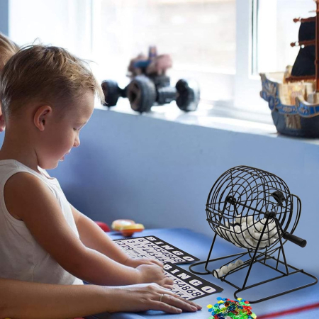 Joc Bingo Flippy, din metal, 75 bile albe, portabil, 21 x 21 cm, negru [4]