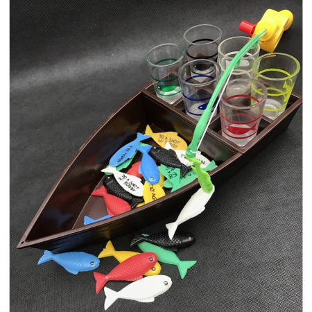 Joc de baut, La pescuit, Flippy, arunca undita si prinde provocarea, pahare de shot din sticla, pentru petreceri, distractiv,  31 x 15 x 5 cm, multicolor [6]