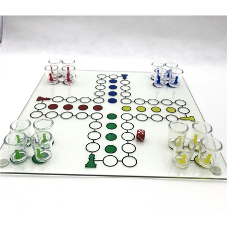 Joc de baut, Nu te supara frate, Flippy, cu pahare de shot din sticla, 30x30 cm, multicolor [2]