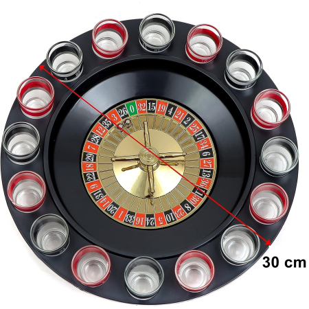 Joc de Baut Ruleta cu Pahare de Shot Flippy, 30 cm, Rosu/Negru [1]