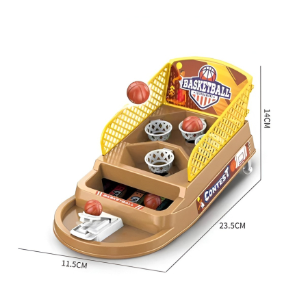 Joc de Masa Mini Baschet Interactiv pentru Copii, Flippy, 4 Cosuri, 3 Mingi Incluse, 23.5x11.5x14 cm, Maro [3]