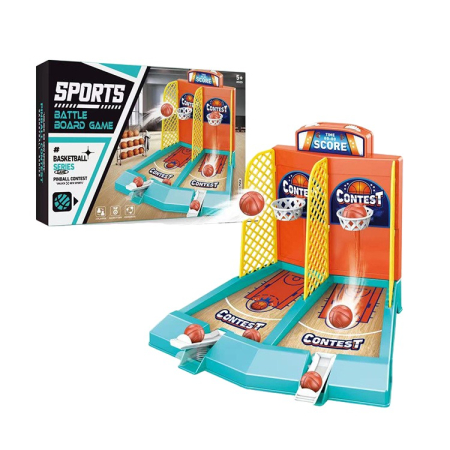 Joc de Masa Mini Baschet Interactiv pentru Copii, Flippy, pentru 2 Jucatori, 6 Mingi Incluse, 22x16.5x18.2 cm, Multicolor [1]