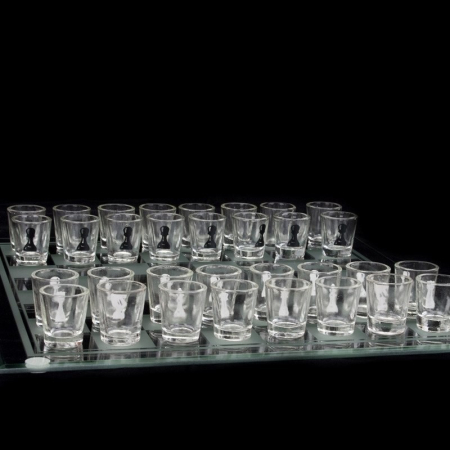Joc de sah Flippy din sticla cu pahare pentru shoturi, 35x35 cm, transparent [2]