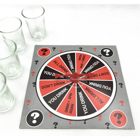 Joc de societate cu 4 pahare de shoturi din sticla Flippy, ruleta norocului, pentru petreceri, 17x17x7.5cm [1]