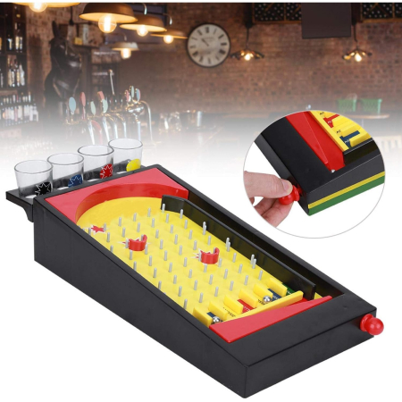 Joc de societate Pinball cu pahare pentru shoturi Flippy, 40 x 17,7 cm, galben [3]