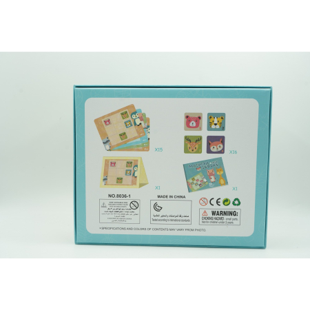 Joc educativ Sudoku cu tablita magnetica, 32 de piese, cartonase cu animale, Verde [6]