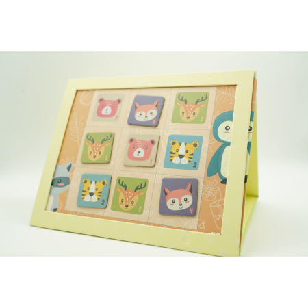 Joc educativ Sudoku cu tablita magnetica, 32 de piese, cartonase cu animale, Verde [8]