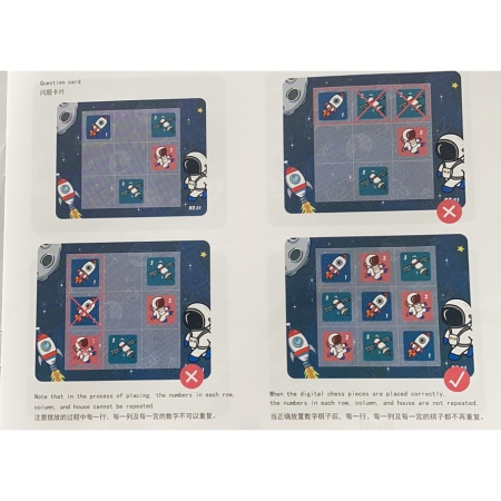 Joc educativ Sudoku cu tablita magnetica, 35 de piese, cartonase spatiu, Albastru [11]