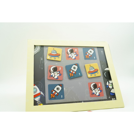 Joc educativ Sudoku cu tablita magnetica, 35 de piese, cartonase spatiu, Albastru [7]