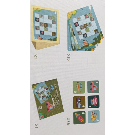 Joc educativ Sudoku cu tablita magnetica, 53 de piese, cartonase cu trafic, Verde [11]