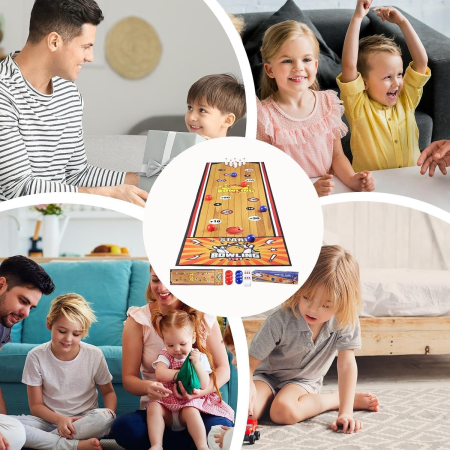 Joc Interactiv, Flippy, Covor de Bowling 90 x 20 cm, 1-4 Jucatori, +5 Ani, 6 Mingi Incluse, 6 Popice, Galben [3]