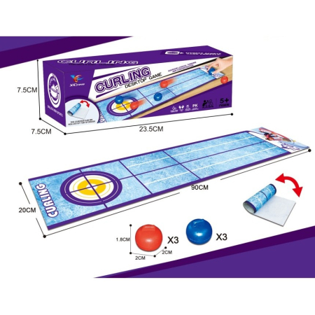 Joc Interactiv, Flippy, Covor de Curling 90 x 20 cm, 1-4 Jucatori, +5 Ani, 6 Mingi Incluse, Albastru [4]