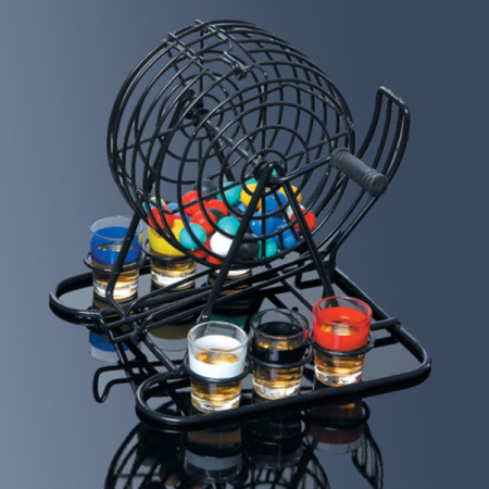 Joc Mini Loterie Flippy, Bingo, cu Pahare de Shot din Sticla, 20 x 20 x 19 cm, 48 Bile, Negru [8]