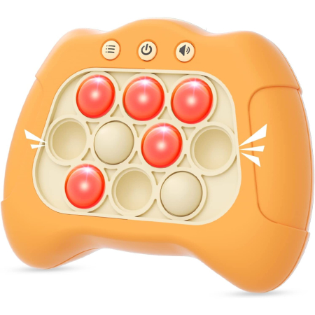 Joc Pop It, Flippy, consola, joc interactiv, antistres, cu baterii, Abs si silicon, Portocaliu, 12 x 10 x 5.8 cm [5]