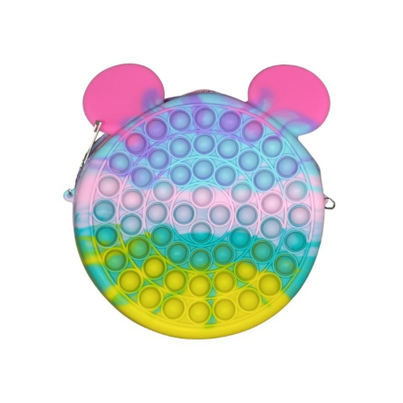 Genti, Portofele, Penare - Jucarie antistres din silicon Flippy, Geanta Pop It, 16 cm, Soricel, Macarons