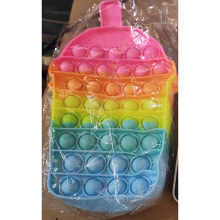 Genti, Portofele, Penare - Jucarie antistres din silicon, Flippy, Geanta Pop It, Milkshake, Model 2, Multicolor
