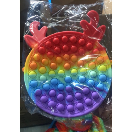 Jucarie antistres din silicon Flippy, Geanta Pop It, Ren, 16 cm, Curcubeu [2]