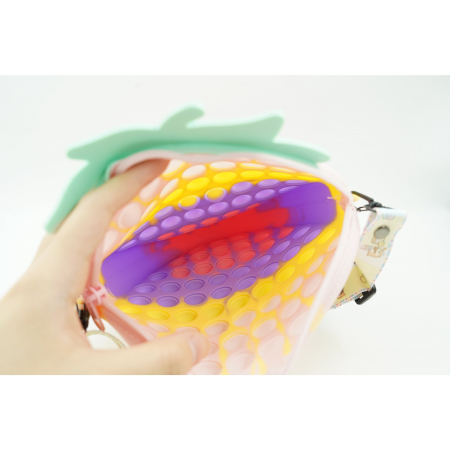 Jucarie Antistres din silicon Flippy, Pop It Now And Flip It, Capsuna, Multicolor [5]