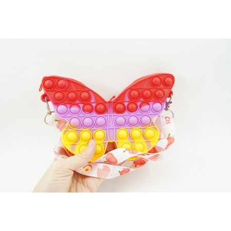 Jucarie antistres din silicon, Flippy, Pop It Now and Flip It, Geanta de umar, Fluture, Galben/Mov [5]