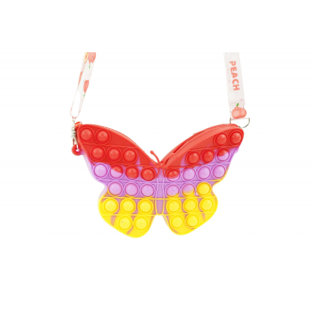 Genti, Portofele, Penare - Jucarie antistres din silicon, Flippy, Pop It Now and Flip It, Geanta de umar, Fluture, Galben/Mov