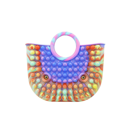 Genti, Portofele, Penare - Jucarie Antistres din silicon Flippy, Pop It Now And Flip It, Geanta mare, 28 cm, Multicolor, Model 3