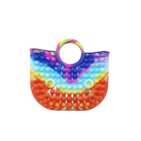 Genti, Portofele, Penare - Jucarie Antistres din silicon Flippy, Pop It Now And Flip It, Geanta mare, 28 cm, Multicolor, Model 6