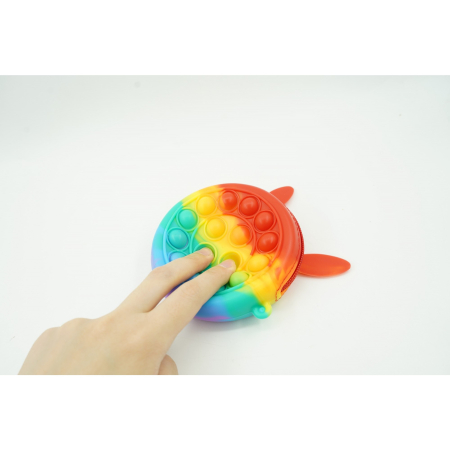 Jucarie antistres din silicon Flippy, Pop it Now and Flip It ,Mini Geanta, Iepuras, 6 cm, Curcubeu [3]
