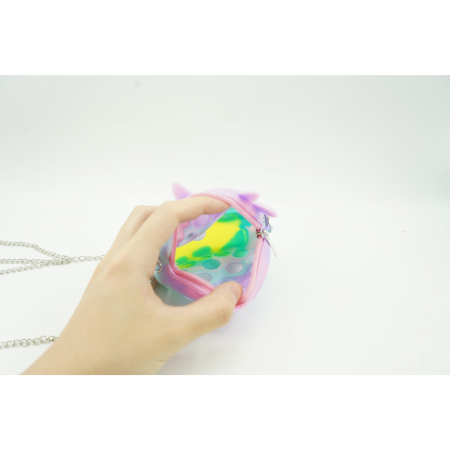 Jucarie antistres din silicon Flippy, Pop it Now and Flip It ,Mini Geanta, Vacuta, 6 cm, Macarons [5]