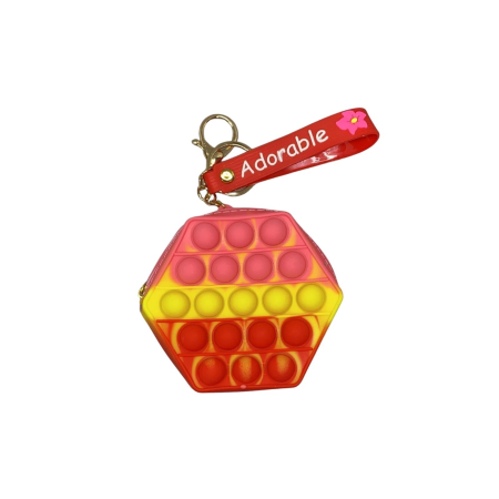 Jucarie antistres din silicon, Flippy, Pop It Now and Flip It, Portofel hexagon, Rosu/Roz [5]