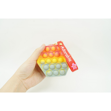 Jucarie antistres din silicon, Flippy, Pop It Now and Flip It, Portofel hexagon, Rosu/Roz [1]