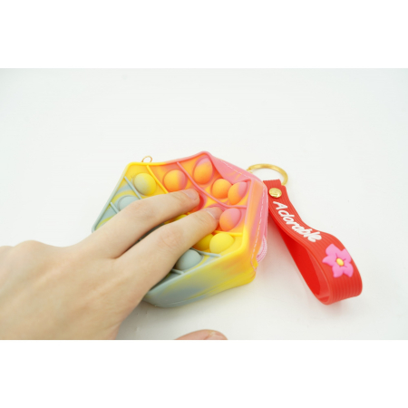 Jucarie antistres din silicon, Flippy, Pop It Now and Flip It, Portofel hexagon, Rosu/Roz [3]