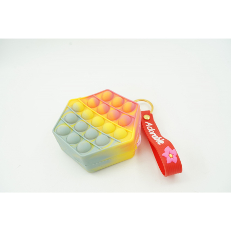 Jucarie antistres din silicon, Flippy, Pop It Now and Flip It, Portofel hexagon, Rosu/Roz [2]