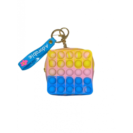 Genti, Portofele, Penare - Jucarie antistres din silicon, Flippy, Pop It Now and Flip It, Portofel patrat, Galben/Albastru