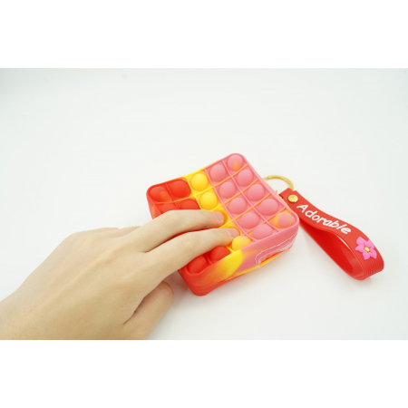 Jucarie antistres din silicon, Flippy, Pop It Now and Flip It, Portofel patrat, Rosu/Roz [2]