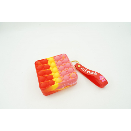 Jucarie antistres din silicon, Flippy, Pop It Now and Flip It, Portofel patrat, Rosu/Roz [1]