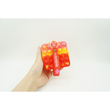 Jucarie antistres din silicon, Flippy, Pop It Now and Flip It, Portofel patrat, Rosu/Roz [4]