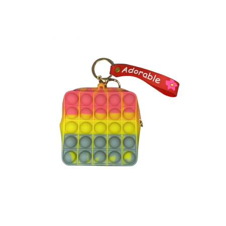 Genti, Portofele, Penare - Jucarie antistres din silicon, Flippy, Pop It Now and Flip It, Portofel patrat, Roz/Gri