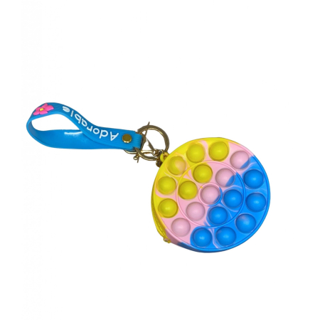 Jucarie antistres din silicon, Flippy, Pop It Now and Flip It, Portofel rotund, Galben/Albastru [1]