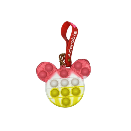 Jucarie antistres din silicon, Flippy, Pop It Now and Flip It, Portofel ursulet, Alb/Galben [5]