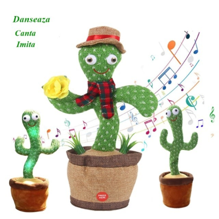 Jucarie Cactus dansator cu acumulator, Imita, Canta, Danseaza, Palarie si fular incluse [5]