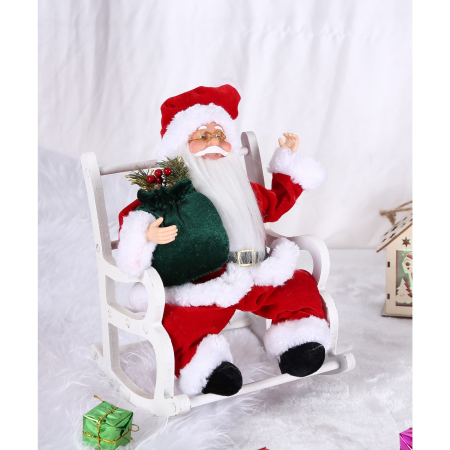 Jucarie decorativa, Flippy, Mos Craciun, 30 cm x 18 cm, grosime 18 cm, lana, tesatura de plus, poliester, interior/exterior [4]