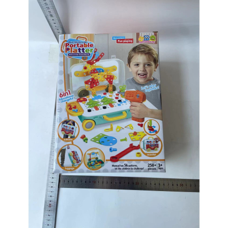 Jucarie educativa pentru copii, Flippy, Set 258 piese, 6 in 1, Valiza cu bormasina, Multicolor [8]